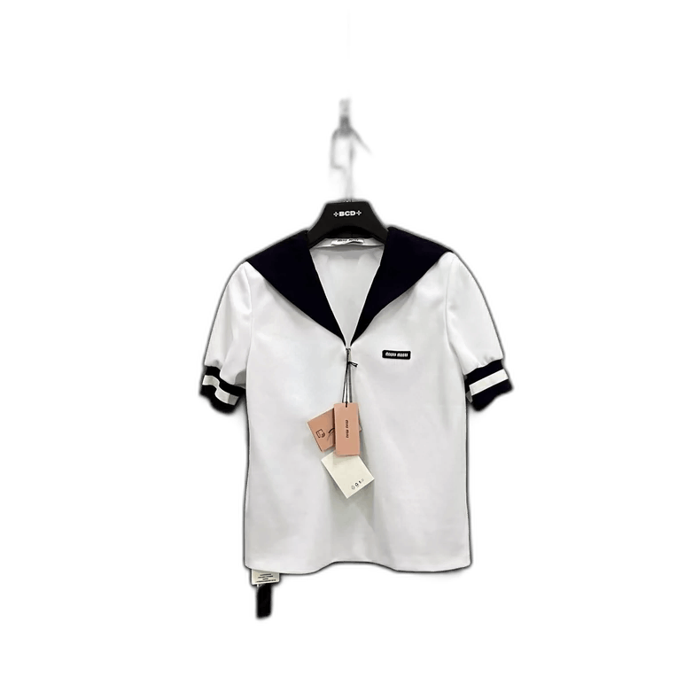 Miu Miu Miu Miu Logo Print Navy Collar Shirt Size US M / EU 48-50 / 2 - 1 Thumbnail