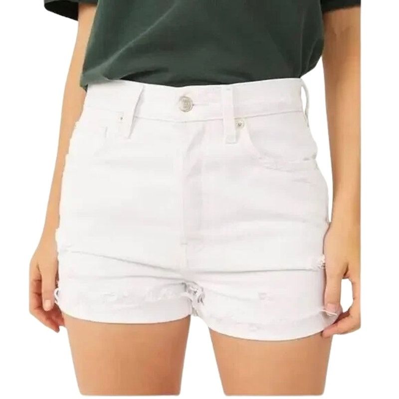 Free People Lasso Denim Short Buttoned White Women's 25 NWT