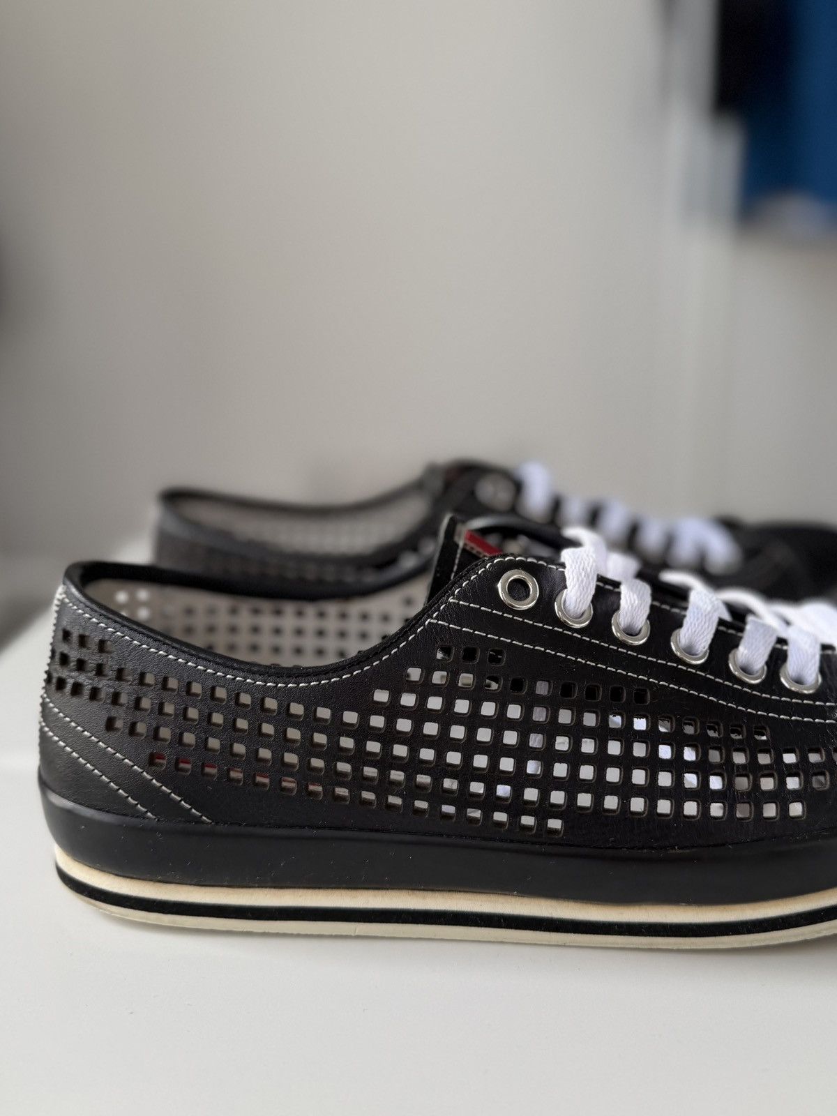 Prada Prada Sport Linea Rossa perforated leather sneakers vintage Size US 7.5 / EU 40-41 - 23 Thumbnail