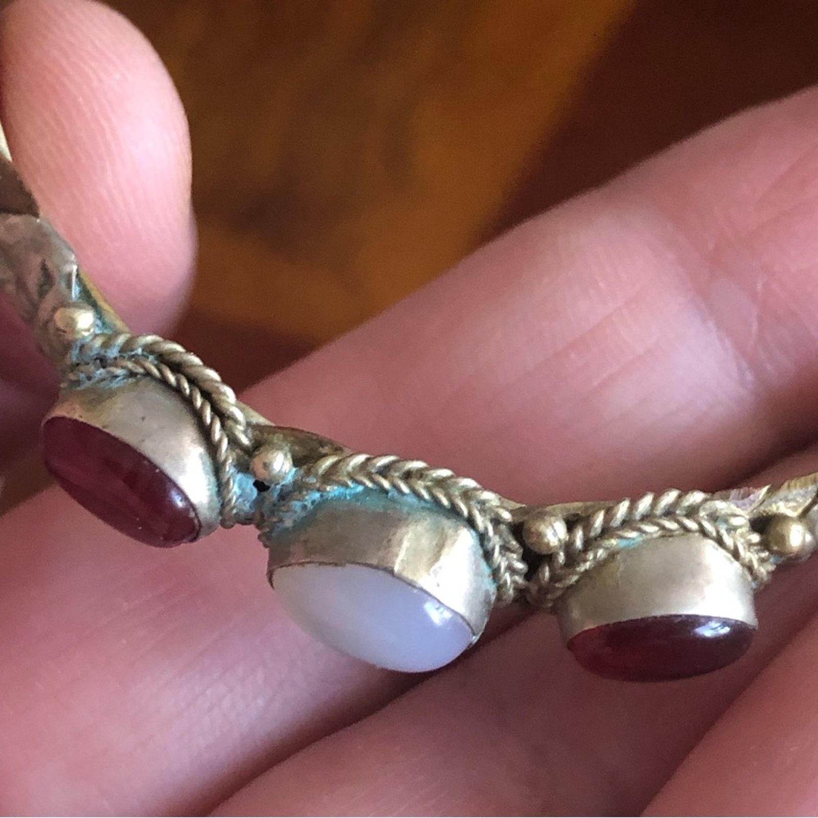 Vintage Vintage handcrafted genuine ruby and opaline bracelet Size ONE SIZE - 5 Thumbnail