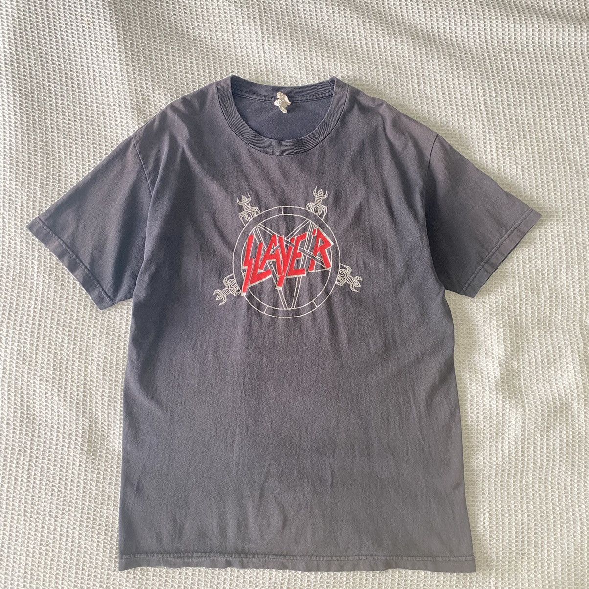 Band Tees Thrashed Faded Vintage Y2K Slayer Metal Band ERD GRUNGE TEE Size US L / EU 52-54 / 3 - 1 Thumbnail