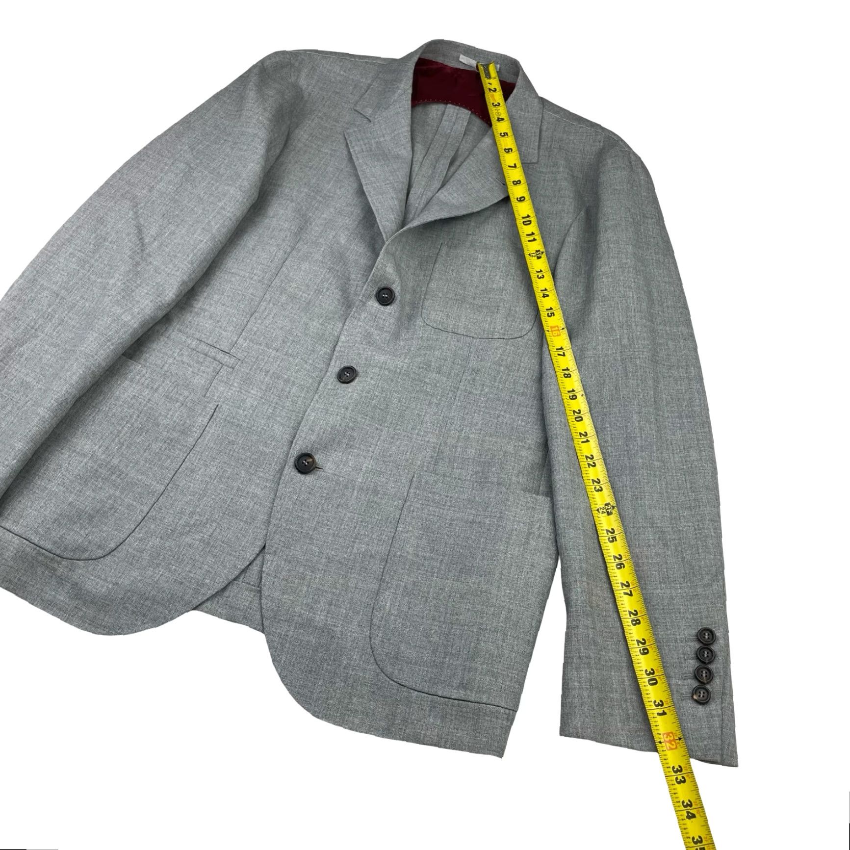 Brunello Cucinelli Brunello Cucinelli Blazer Men’s 42R Gray Wool Blend Unstructured 3-Button Double Vented 4-Button Cuff Notch Lapel Jacket Coat Regular Size Mens Size 42R - 7 Thumbnail