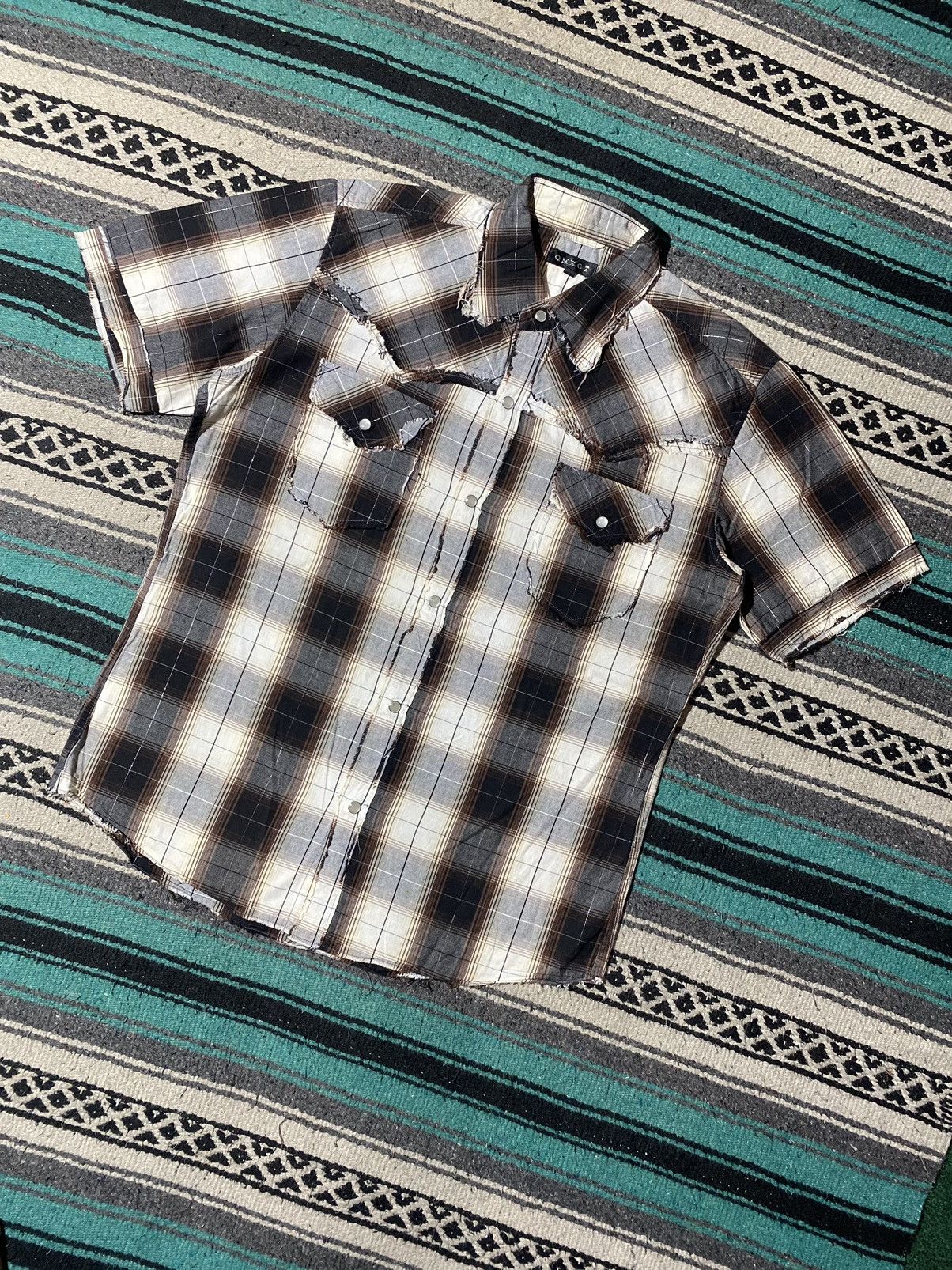 If Six Was Nine × Japanese Brand × Le Grande Bleu (L.G.B.) OMKOE Distressed Western Button Shirt Size US M / EU 48-50 / 2 - 2 Thumbnail