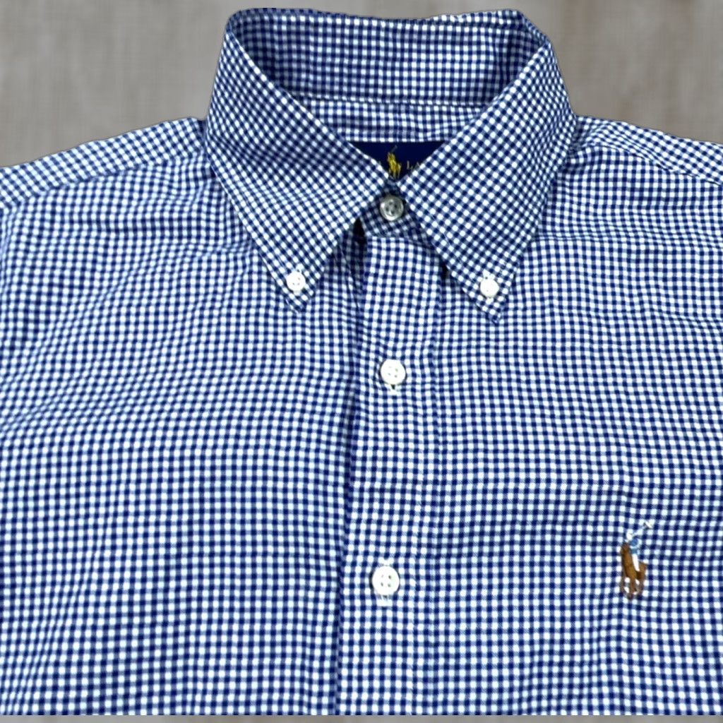 Ralph Lauren Ralph Lauren Shirt Men 14.5 32 Blue Button Up Poplin Dress Gingham Check Adult Size 40R - 1 Thumbnail