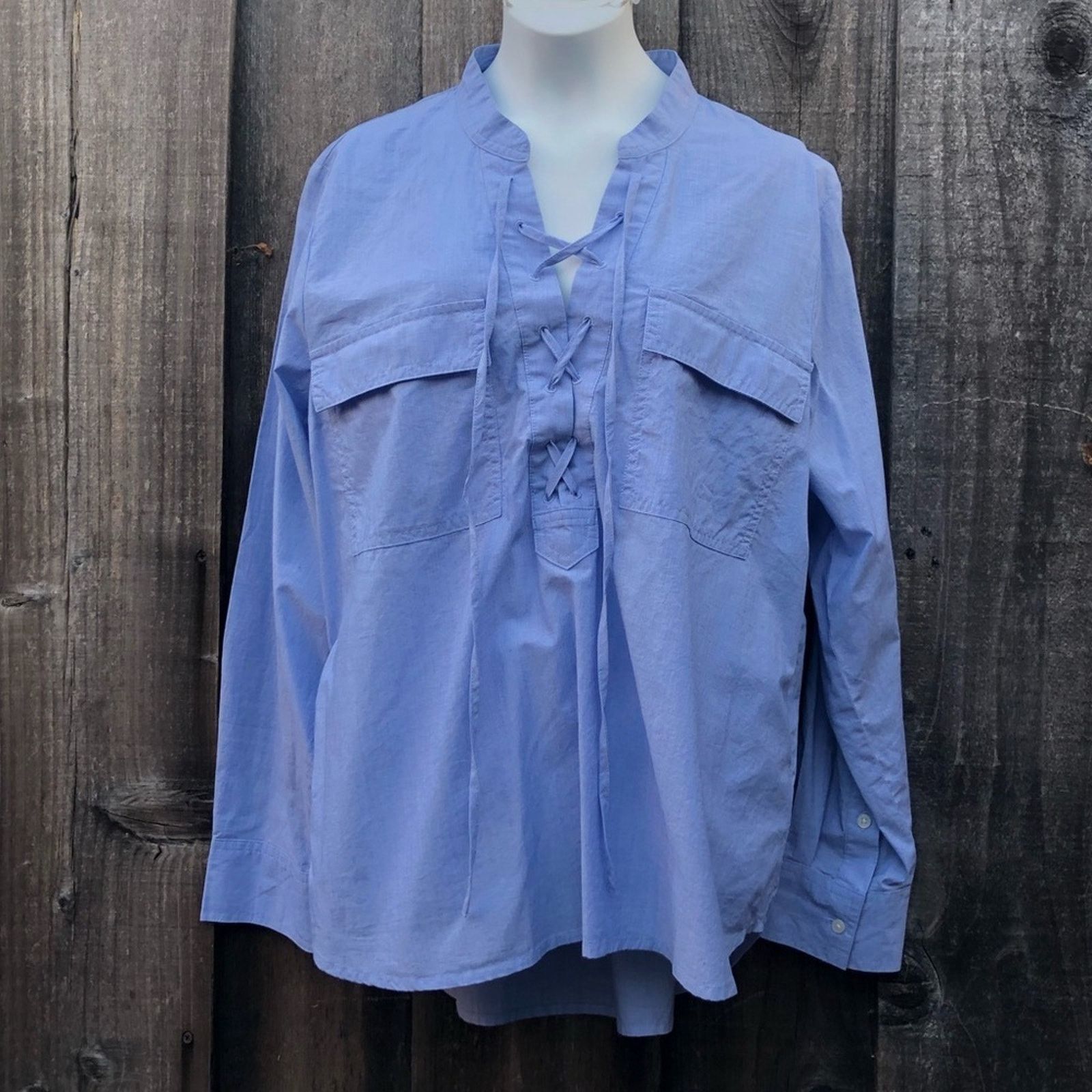 Madewell Madewell blue Terrace Lace-Up Shirt size Large Size L / US 10 / IT 46 - 3 Thumbnail