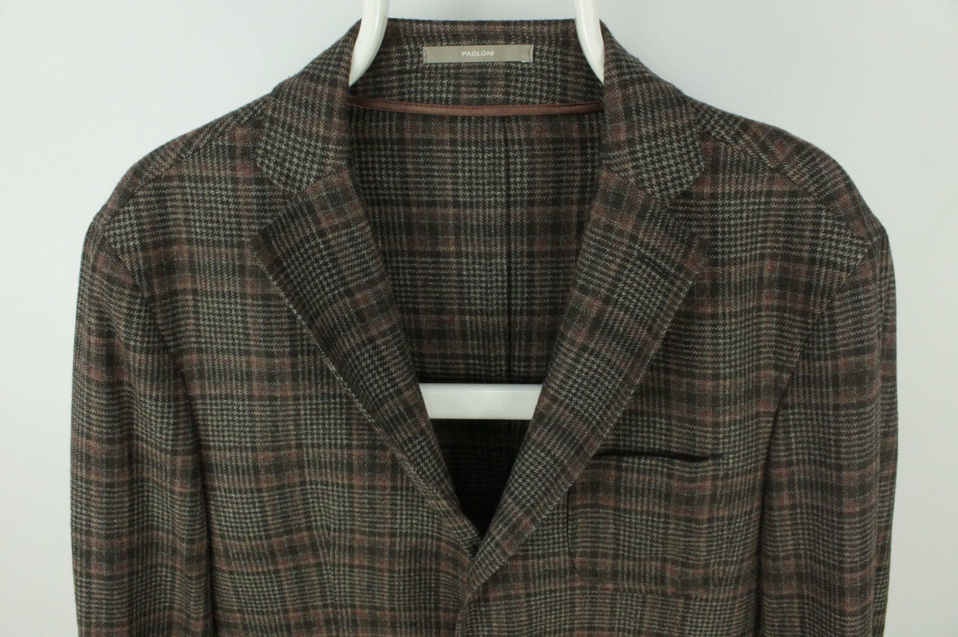 Paoloni PAOLONI Brown Flannel Wool Plaid Sport Coat Blazer Jacket Size US M / EU 48-50 / 2 - 2 Thumbnail
