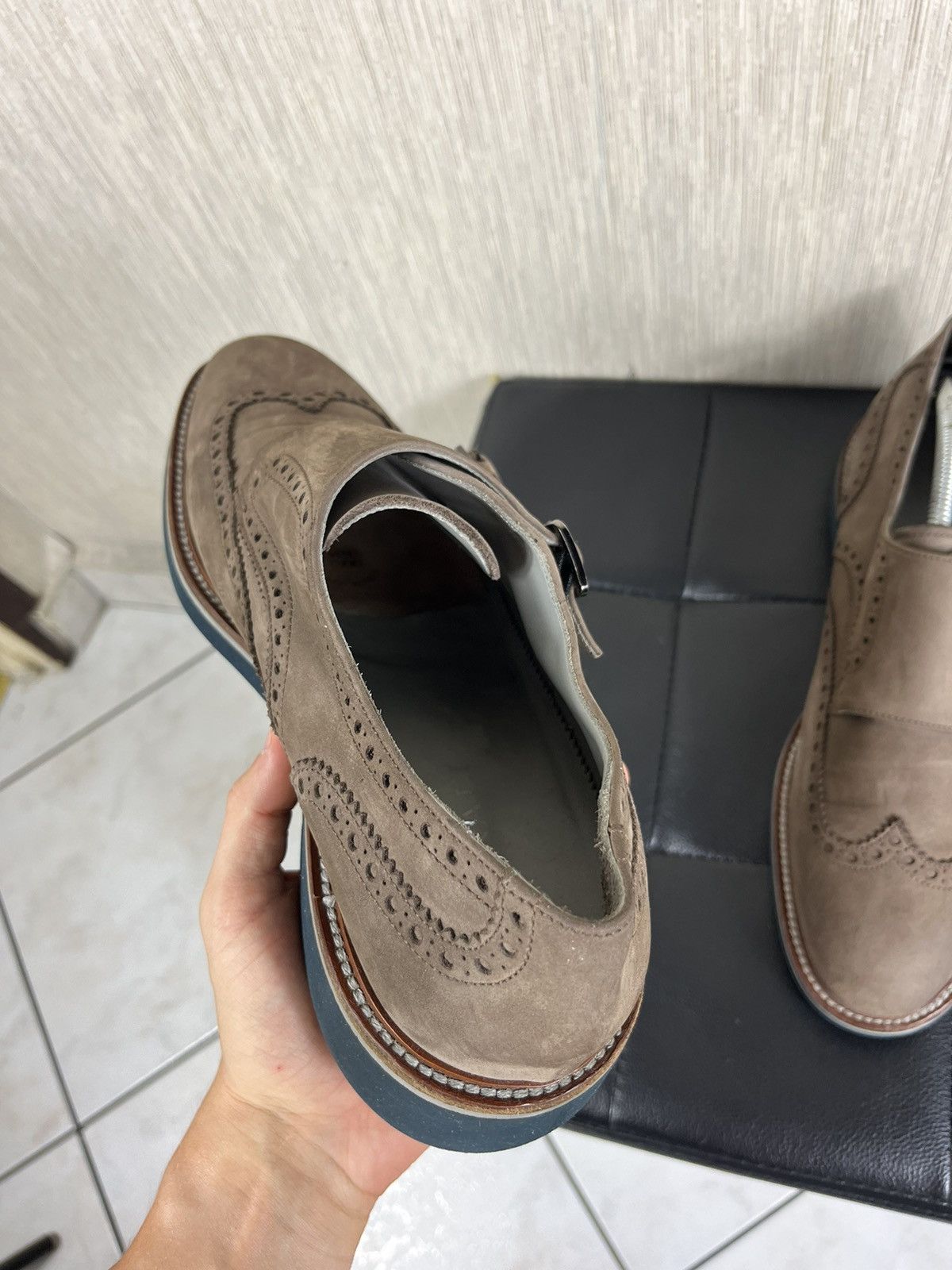 Canali × Designer Canali Italy monk strap leather shoes classic suede loafers Size US 12 / EU 45 - 13 Thumbnail