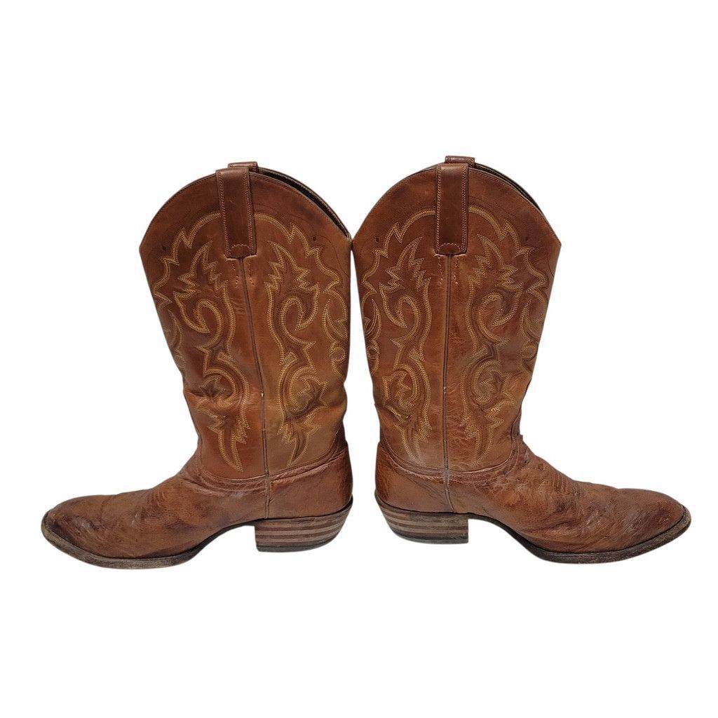 Ariat Ariat Brown Ostrich Leather Pointed Toe Boots 9D Men's Size US 9 / EU 42 - 1 Thumbnail