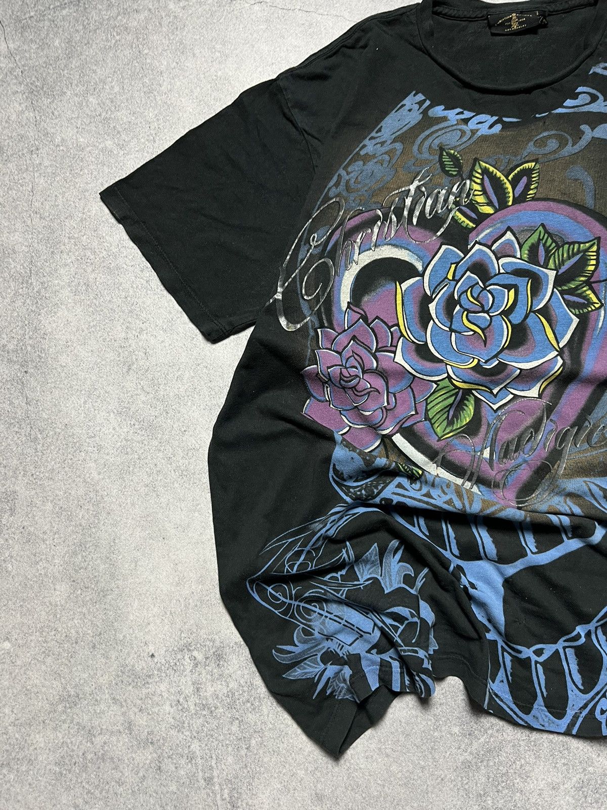 Ed Hardy Vintage Christian Audigier Faded Distressed Rhinestones Tee Size US L / EU 52-54 / 3 - 2 Thumbnail