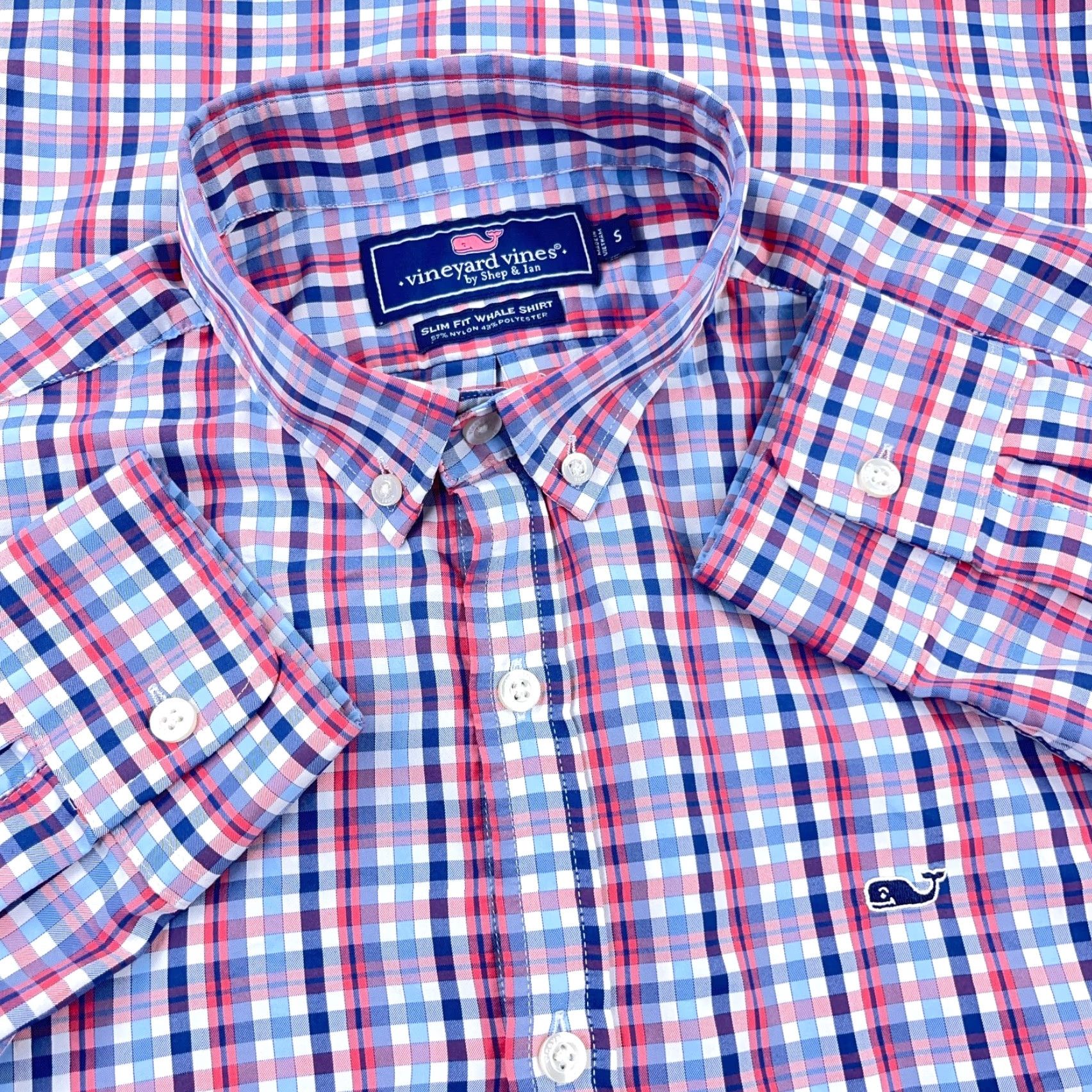 Vineyard Vines Vineyard Vines Shirt Men Small Blue Pink Performance Button Up Nylon Slim Fit Shirt Mens Vineyard Vines Plaid All Seasons 90s? Size US S / EU 44-46 / 1 - 2 Thumbnail
