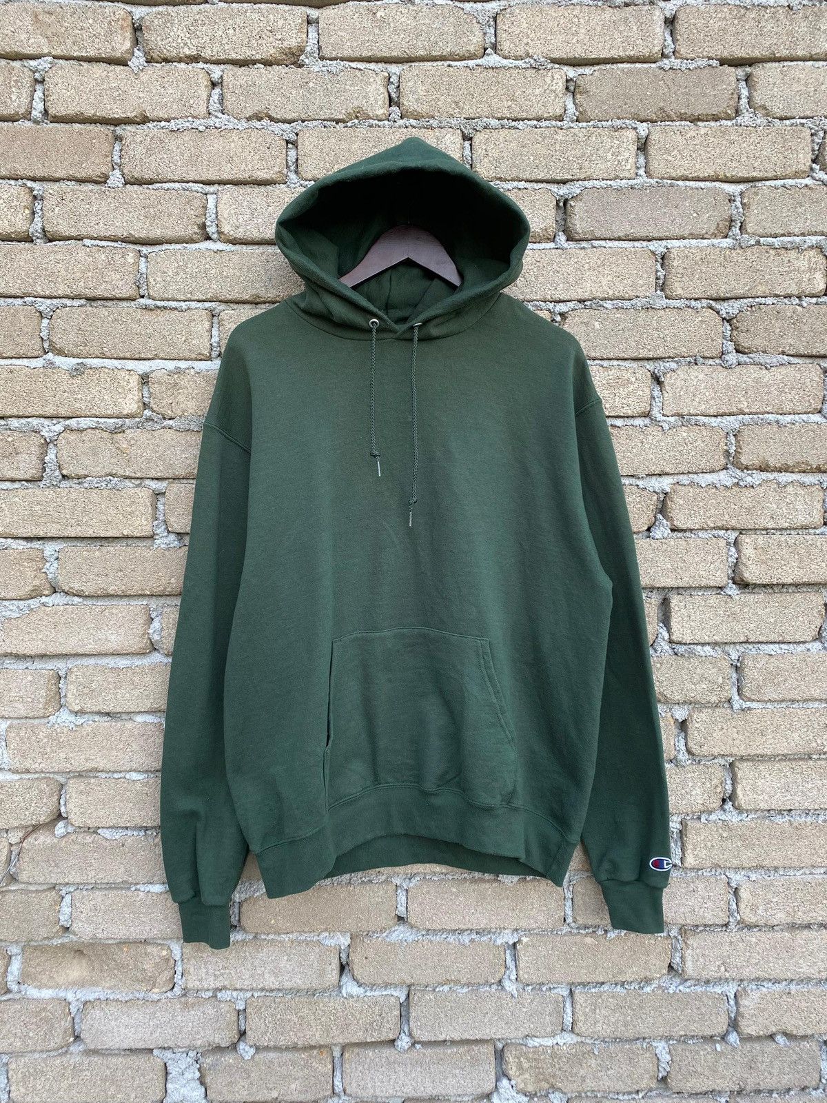 Champion Vintage Champion Hoodie Green Plain Pullover Size US L / EU 52-54 / 3 - 3 Thumbnail