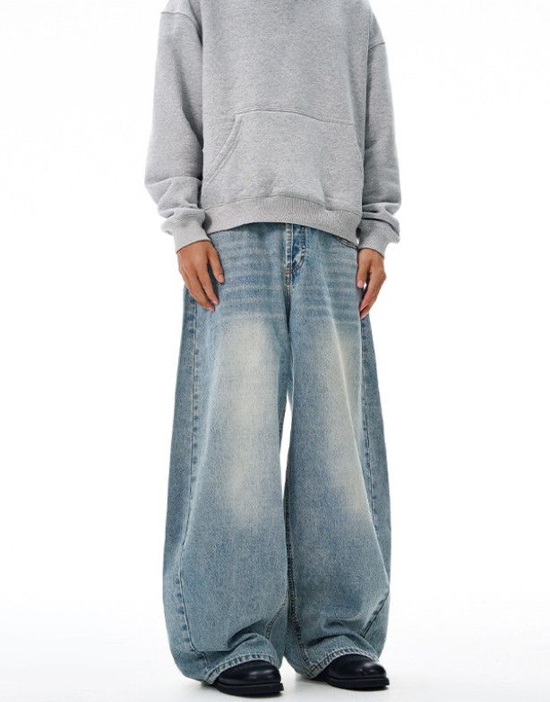 Vintage American street retro wide-leg straight jeans for men Size US 32 / EU 48 - 2 Thumbnail