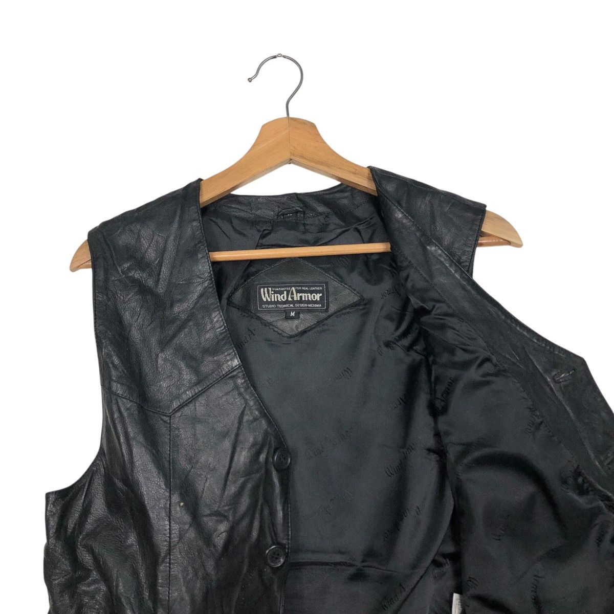 Japanese Brand 📌Rich Black Vintage Vest Leather Wind Armour Issey Miyake Size US M / EU 48-50 / 2 - 14 Thumbnail