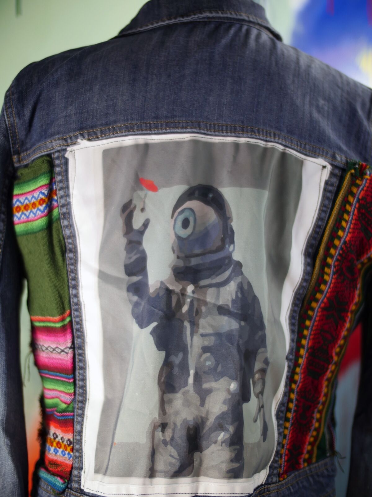 Merona Astronaut Peruvian Denim Jacket with Bolivian Fabric Size M / US 6-8 / IT 42-44 - 6 Thumbnail