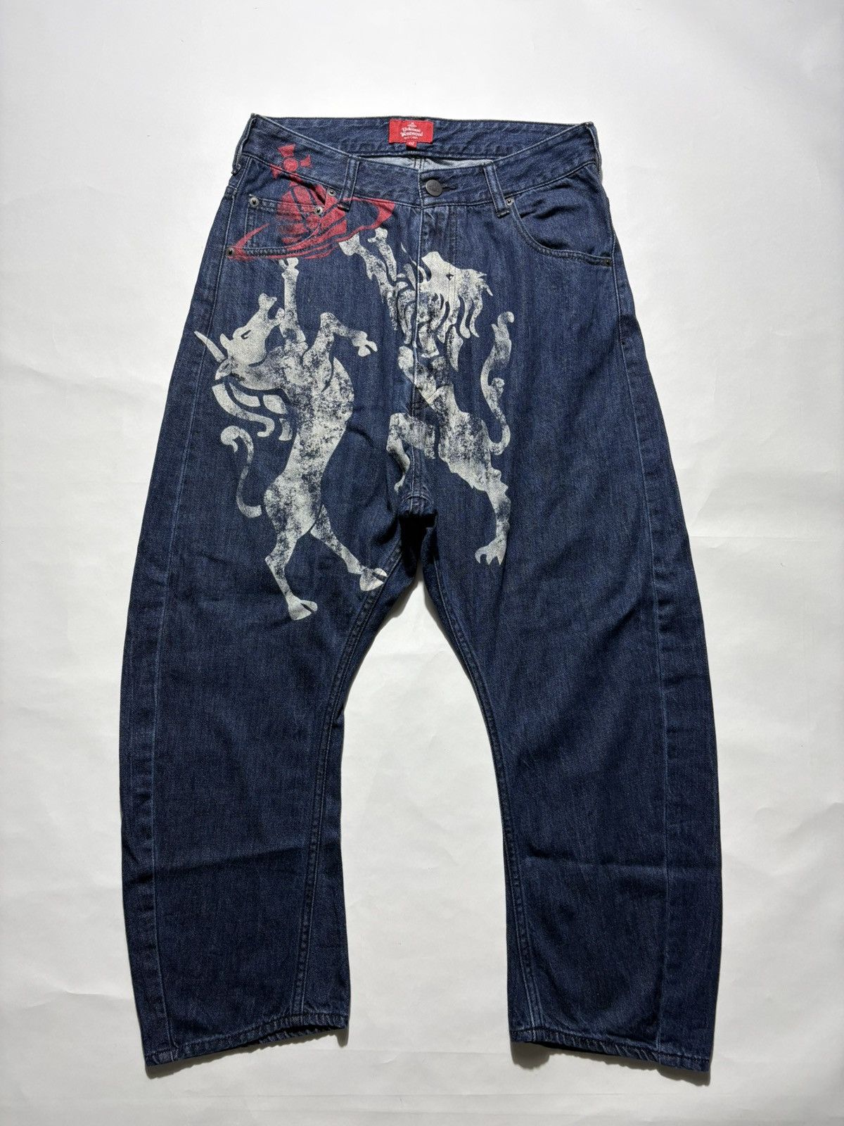 Vivienne Westwood VIVIENNE WESTWOOD SAROUEL ORB LION DENIM JEANS Size 26" / US 2 / IT 38 - 1 Thumbnail