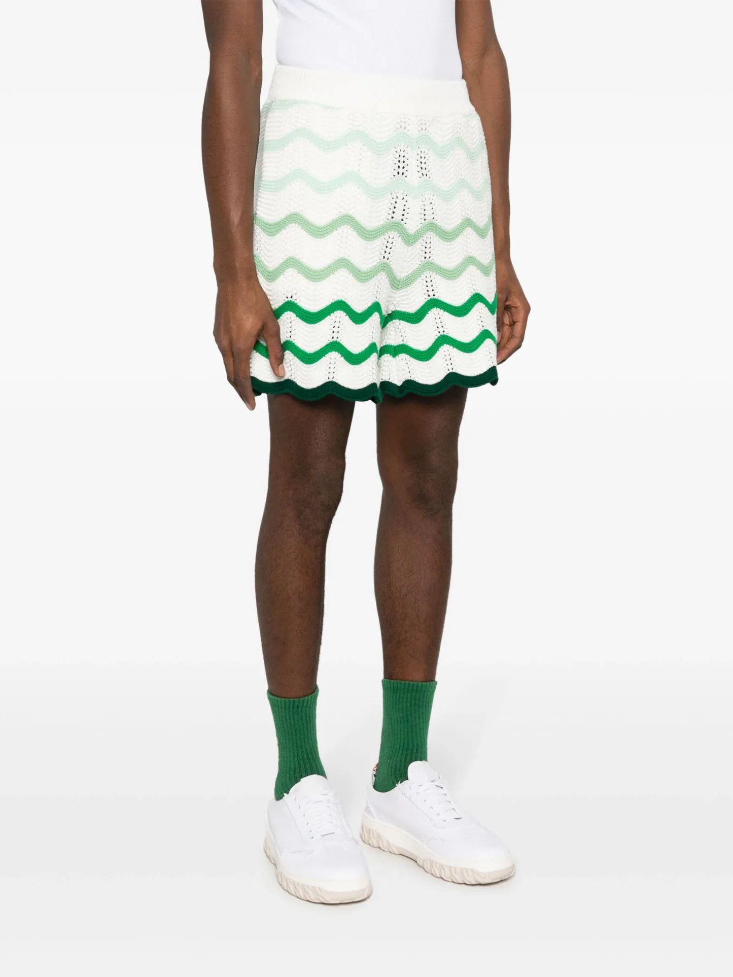 Casablanca o1mle0326 Wave Texture Shorts in Green/White Size US 30 / EU 46 - 3 Thumbnail