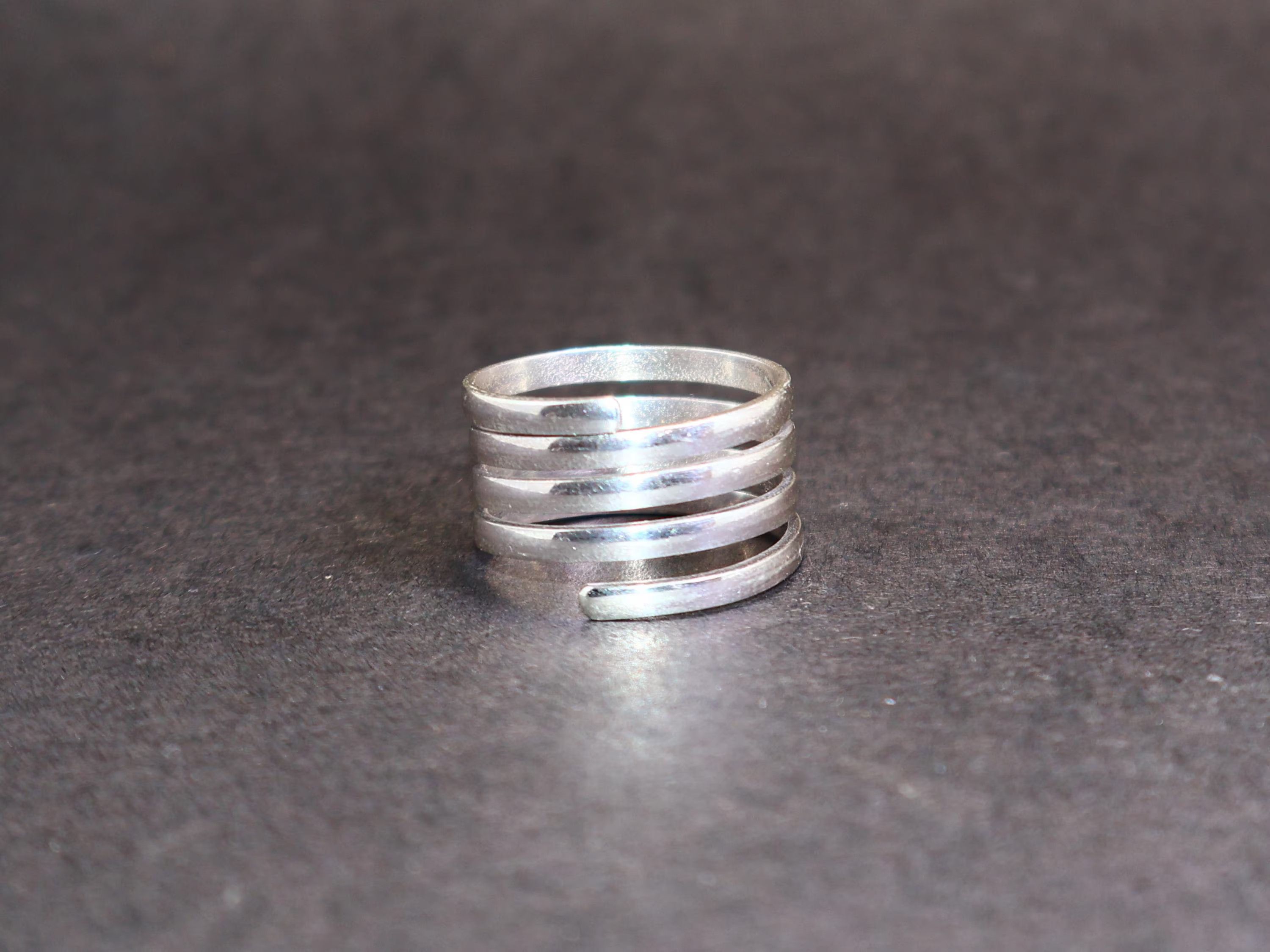 Handmade Spiral Band Ring, Sterling Silver Handmade Adjustable Ring, Size ONE SIZE - 1 Thumbnail