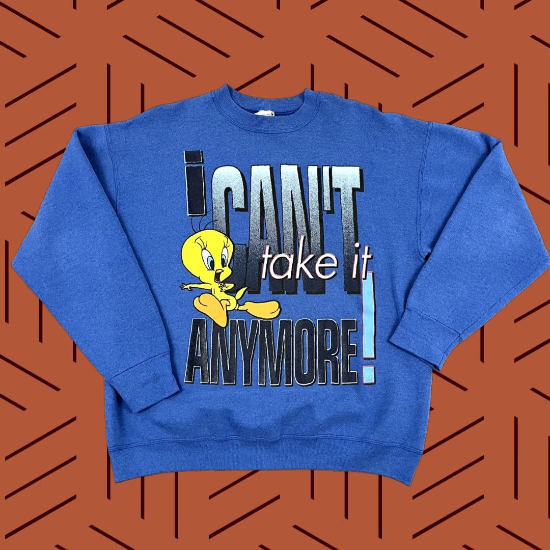 Vintage VINTAGE Looney Tunes Tweety Bird Sweatshirt Crew Neck XL Adult Blue 90s Cartoon Funny Pullover Men's Regular Size Static Size US XL / EU 56 / 4 - 1 Thumbnail