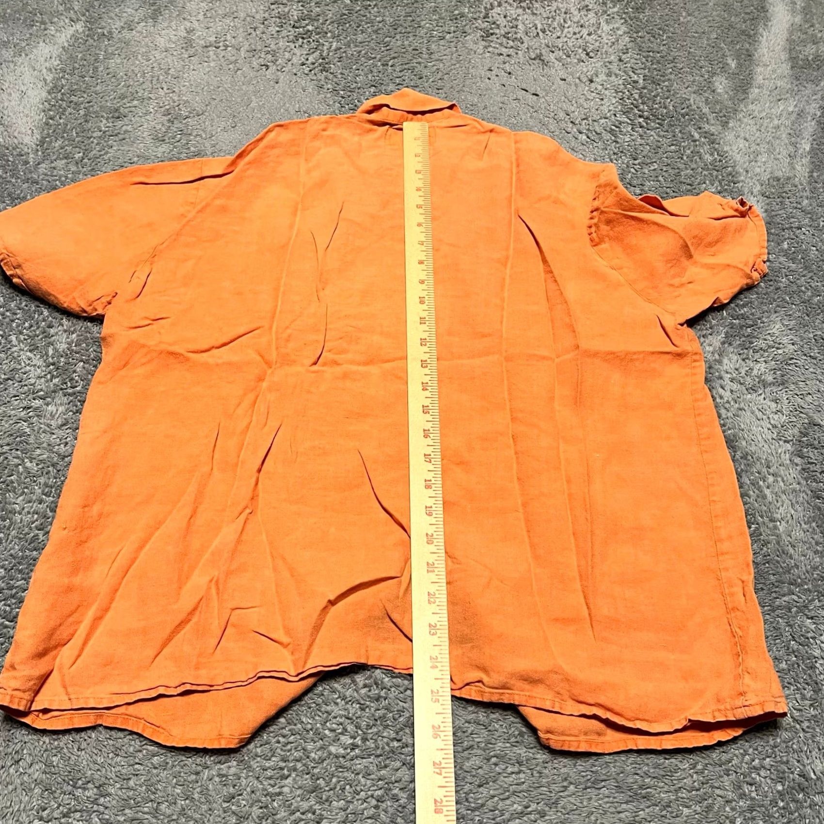 FLAX Flax Shirt Mens Small Orange Linen Button Short Sleeve Size US S / EU 44-46 / 1 - 4 Thumbnail