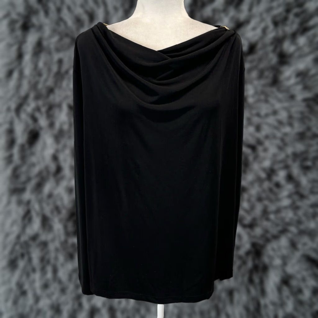 Vintage Chicos Draped Long Sleeve Top Tunic Sz 3 US X-Large Black Slinky Size XL / US 12-14 / IT 48-50 - 1 Thumbnail