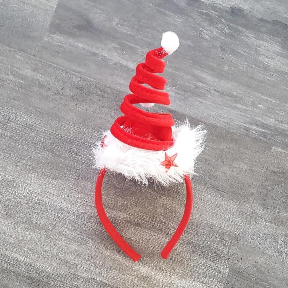 Designer Red White Fur Detailed Xmas Head Piece Size ONE SIZE - 2 Thumbnail