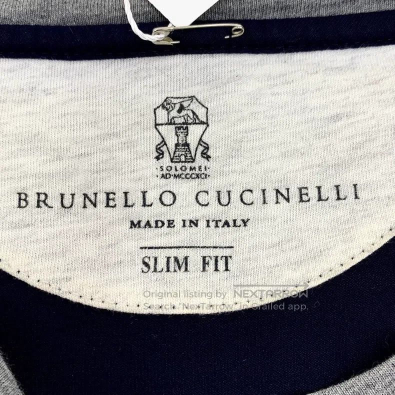 Brunello Cucinelli Brunello Cucinelli Navy blue logo embroidered cotton round Size US S / EU 44-46 / 1 - 6 Thumbnail