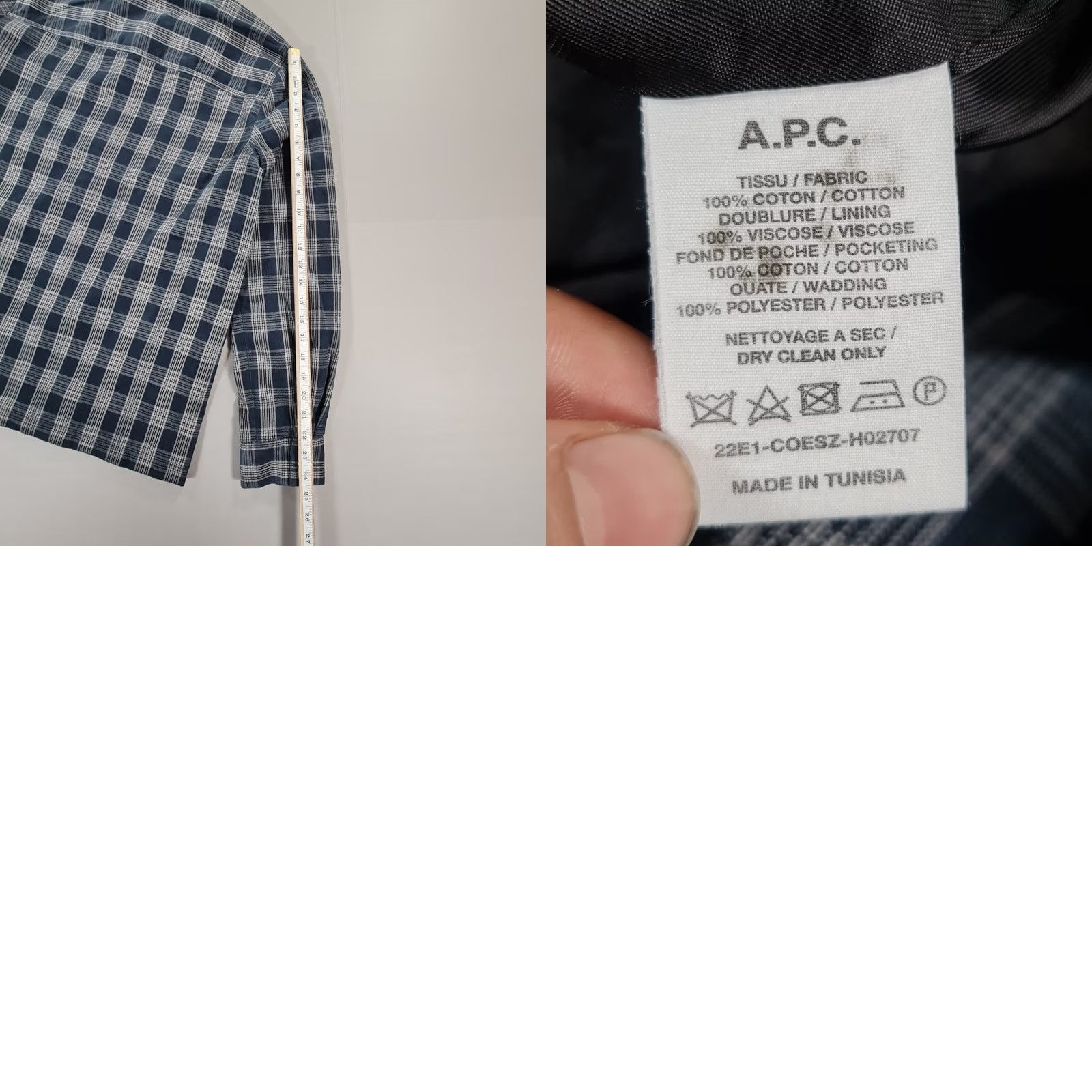 A.P.C. APC Mens Jacket Blue Small Snap Front Plaid Cotton Bomber Lightweight Shirt Mens JS Size US S / EU 44-46 / 1 - 8 Thumbnail