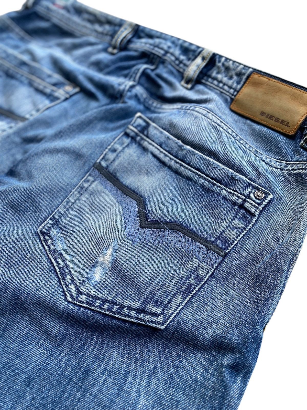 Diesel × Vintage Y2K DIESEL Zaghor Heavyweight Distressed Blue Washed Denim Size US 32 / EU 48 - 8 Thumbnail