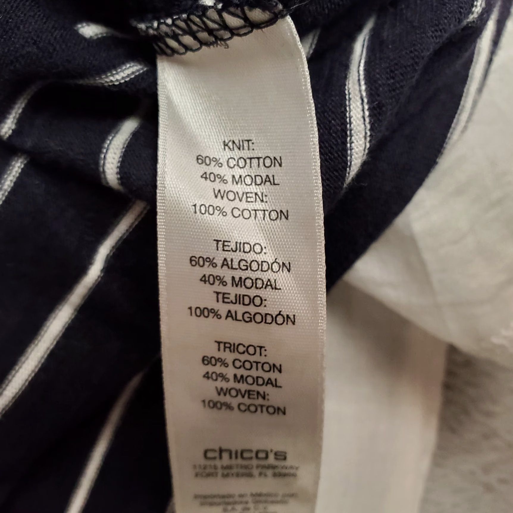 Vintage Chicos Shirt Women Sz 0 Black Striped 3/4 Sleeve Modal Cotton Blend TEE Shirt Knit Pullover Round Neck Casual Womens Size XS / US 0-2 / IT 36-38 - 7 Thumbnail