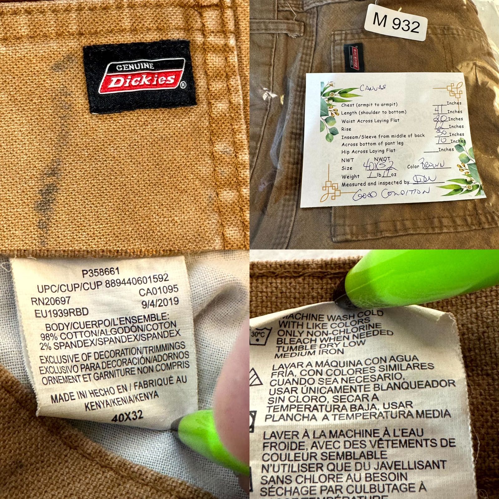 Dickies Dickies Carpenter Jeans Men's 40x32 Brown Denim Stretch Straight Leg Workwear Size US 40 / EU 56 - 8 Thumbnail