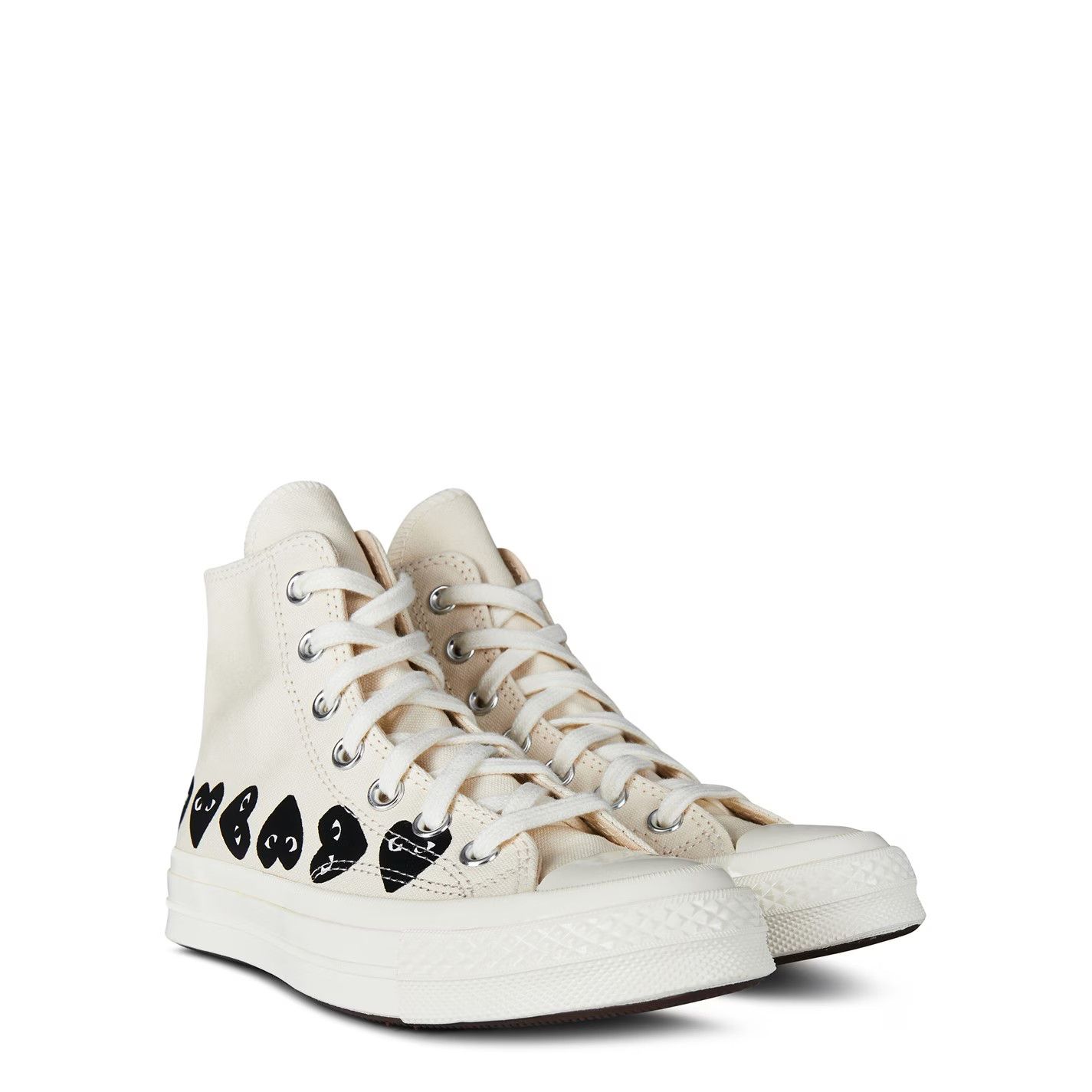 Comme des Garcons PLAY o1g2r1mq0426 Multi Heart High Top Trainers in Ivory Size US 7 / EU 40 - 4 Thumbnail