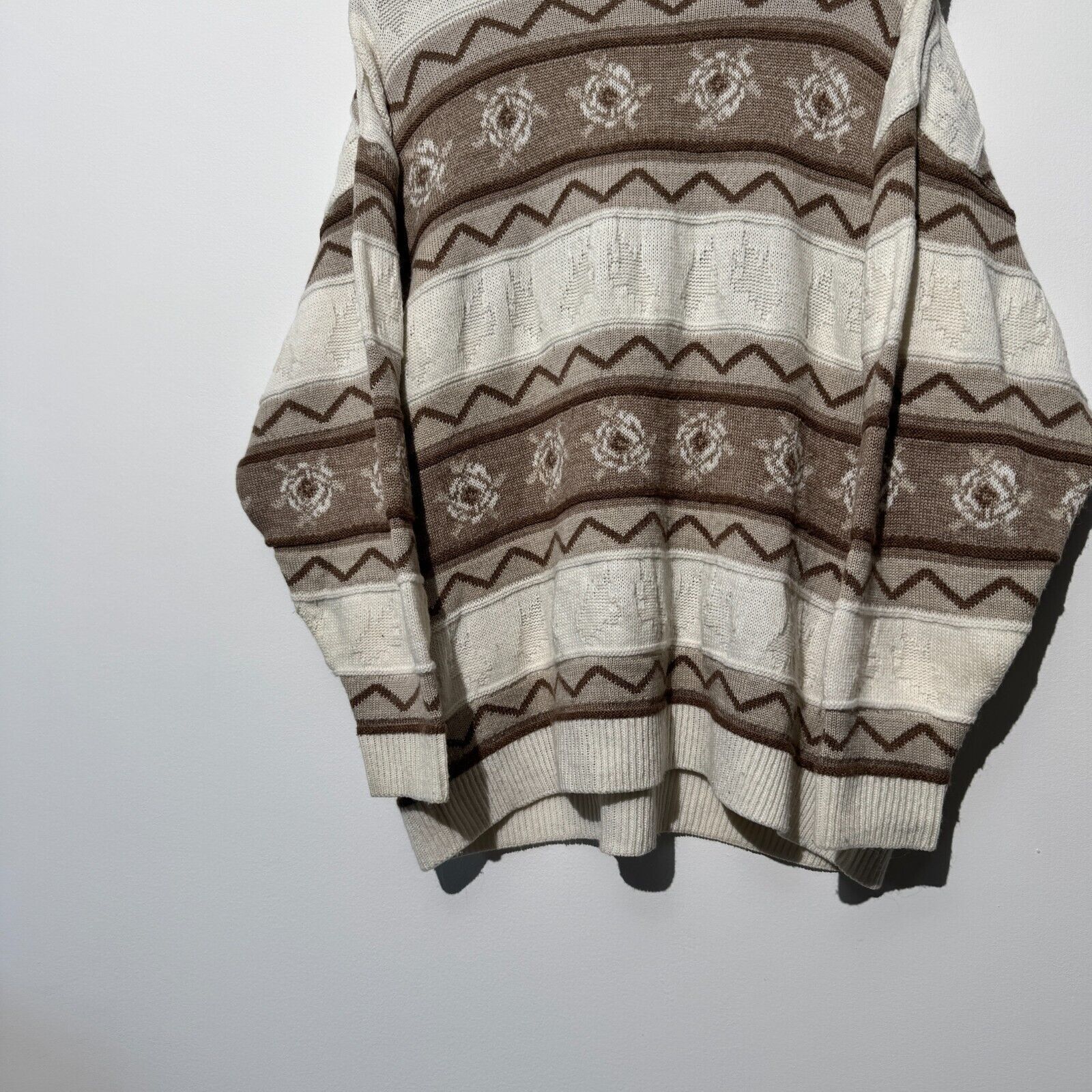 Vintage Vintage Unisex Beige Brown Wool Sweater Size L Regular Fit Size US L / EU 52-54 / 3 - 4 Thumbnail