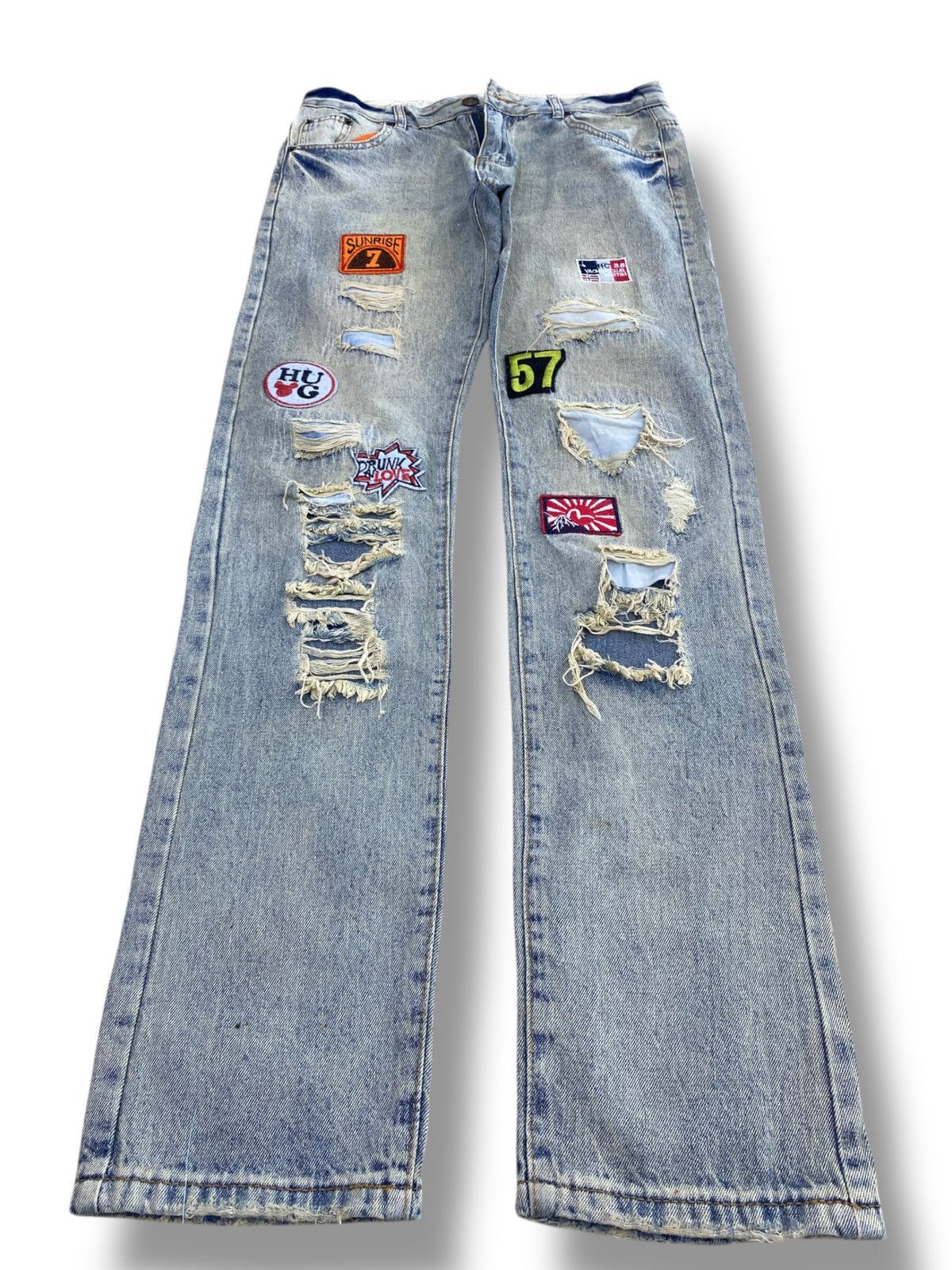 Japanese Brand Japanese Brand Acid Blue Wash Style Patchwork Jeans Size US 32 / EU 48 - 1 Thumbnail