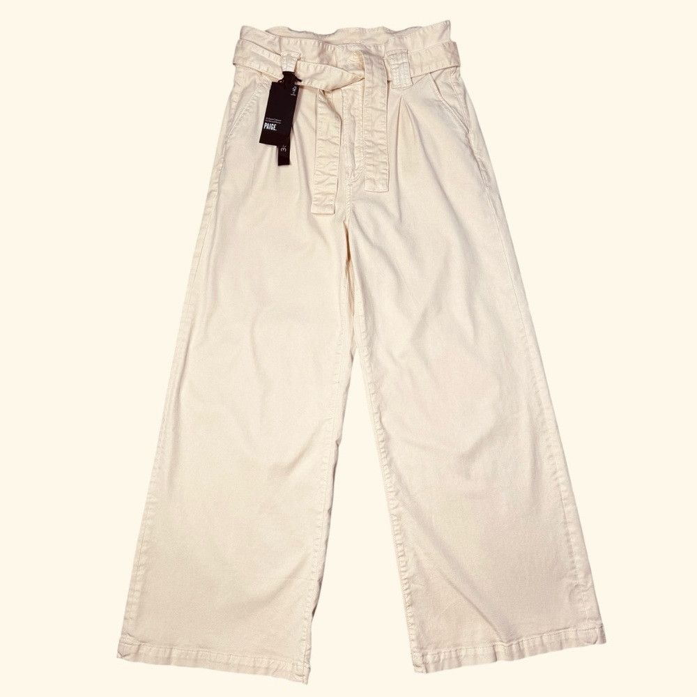Paige NWT New $249 Paige Harper Paperbag Waist Wide Leg Blonde Sa Size 30" / US 8 / IT 44 - 2 Thumbnail