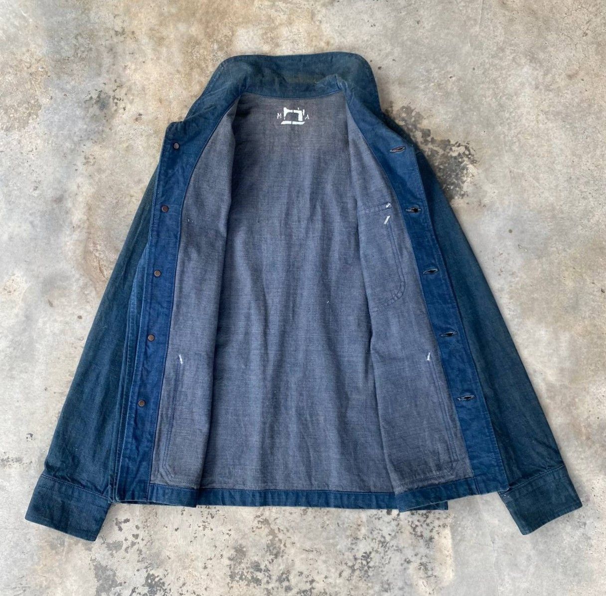 Vintage Vintage 40s-60s Shawl Collar French Blue Chore Denim Jacket Size US L / EU 52-54 / 3 - 11 Thumbnail