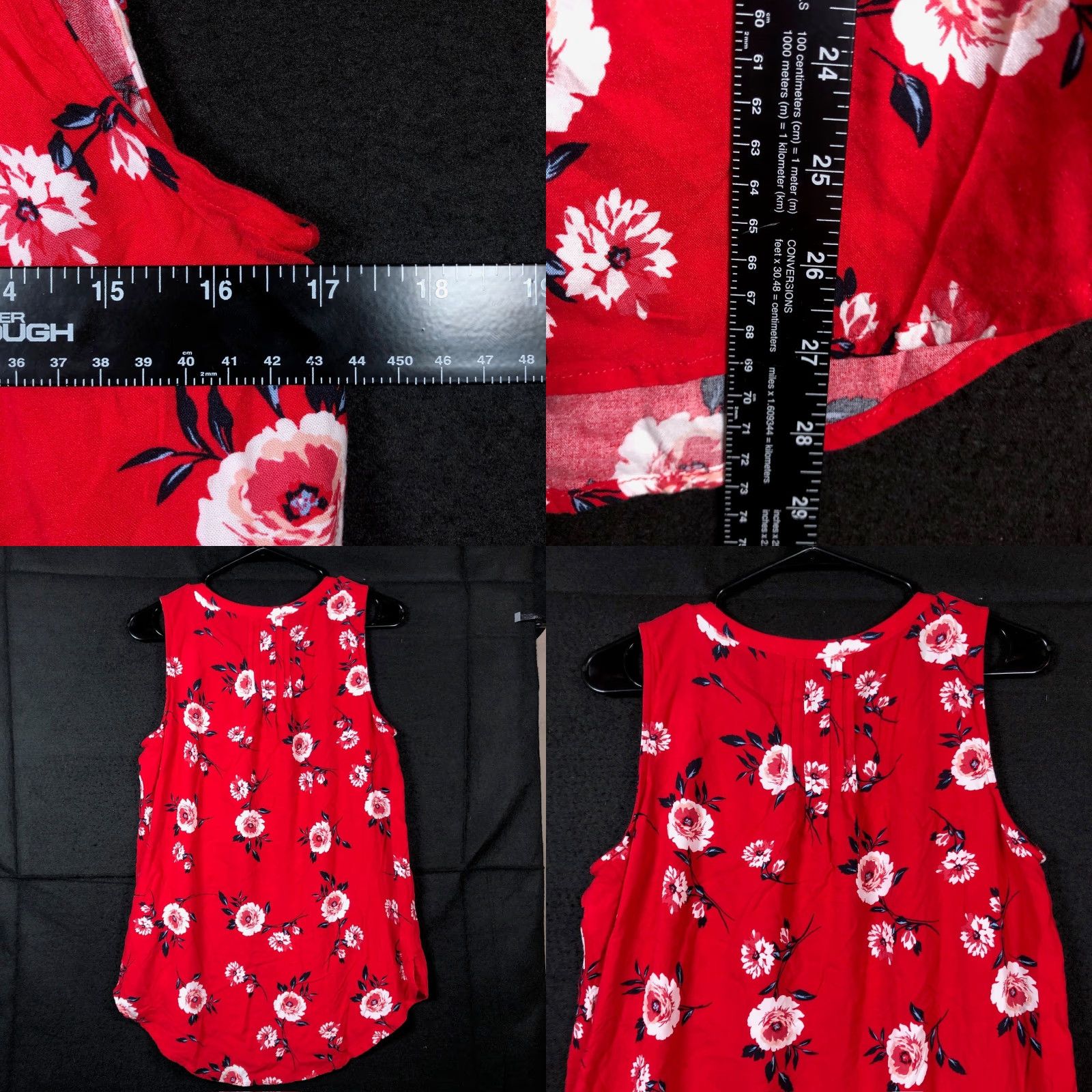 Vintage Sonoma Womens Blouse Red Floral Tank Top V Neck Sleeveless Rayon Medium Size M / US 6-8 / IT 42-44 - 8 Thumbnail