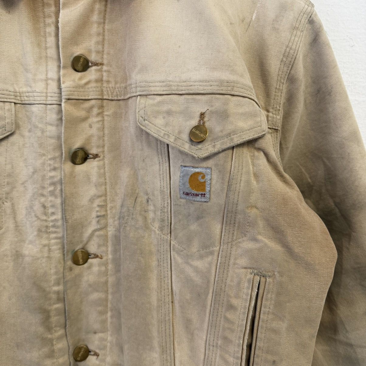 Carhartt Vintage Distressed Thrashed J09 BRN Holes Paint Jacket Size US L / EU 52-54 / 3 - 4 Thumbnail