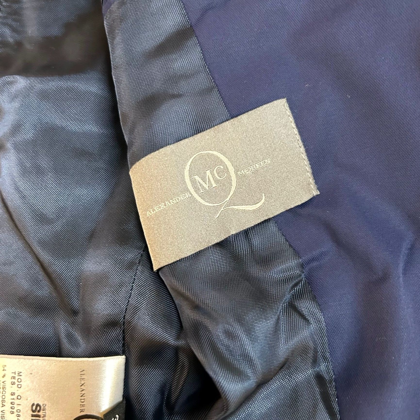 Alexander McQueen Alexander McQueen Blazer Women Navy Blue Viscose Lined 38 Button Hook Asymmetrical Tailored Formal Party/Cocktail Jacket Size XS / US 0-2 / IT 36-38 - 3 Thumbnail