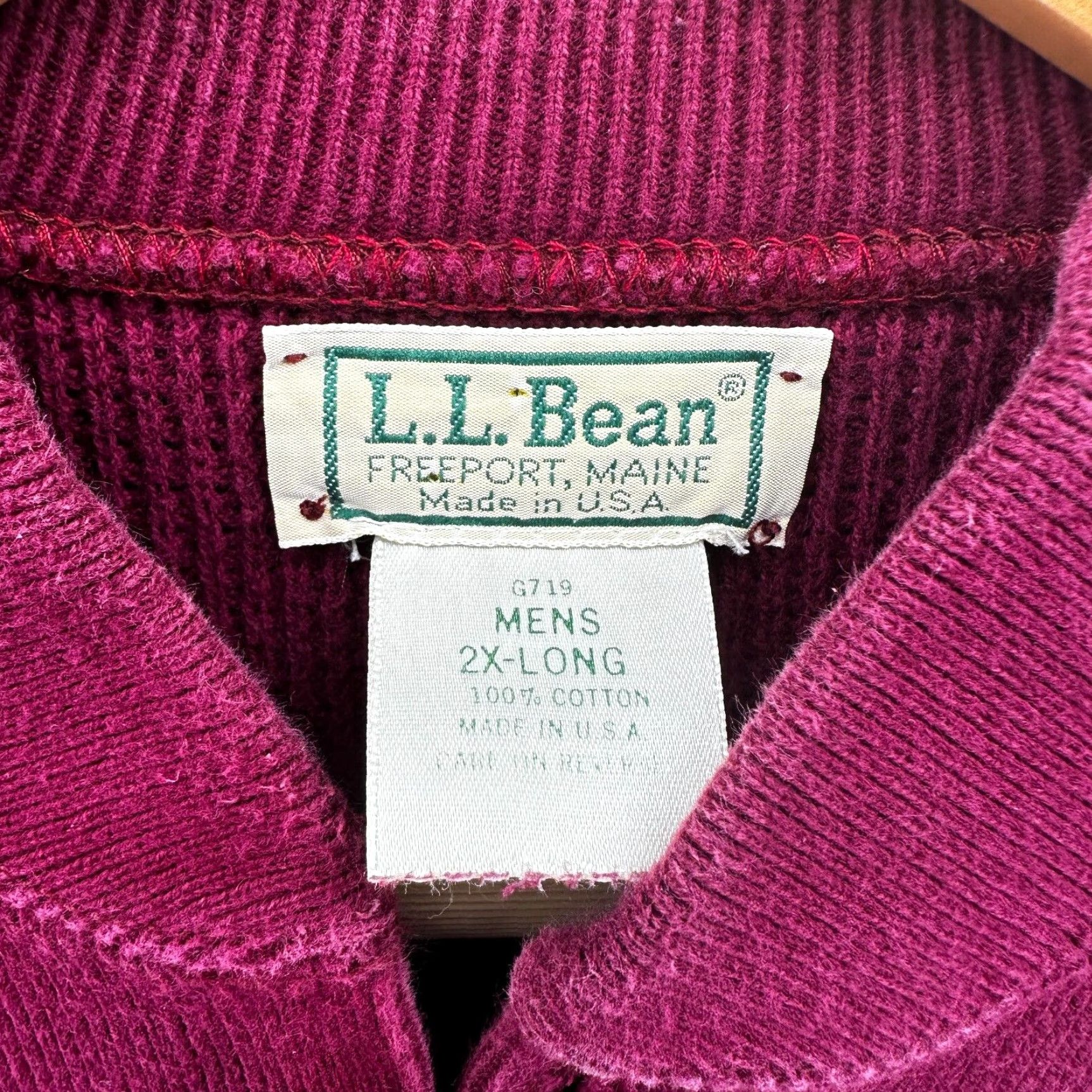 Vintage VINTAGE L.L. Bean Sweater Pullover Knit Crew Neck Long Sleeve 2XL Maroon Red Button Cotton Wool USA Mens Size US XXL / EU 58 / 5 - 3 Thumbnail