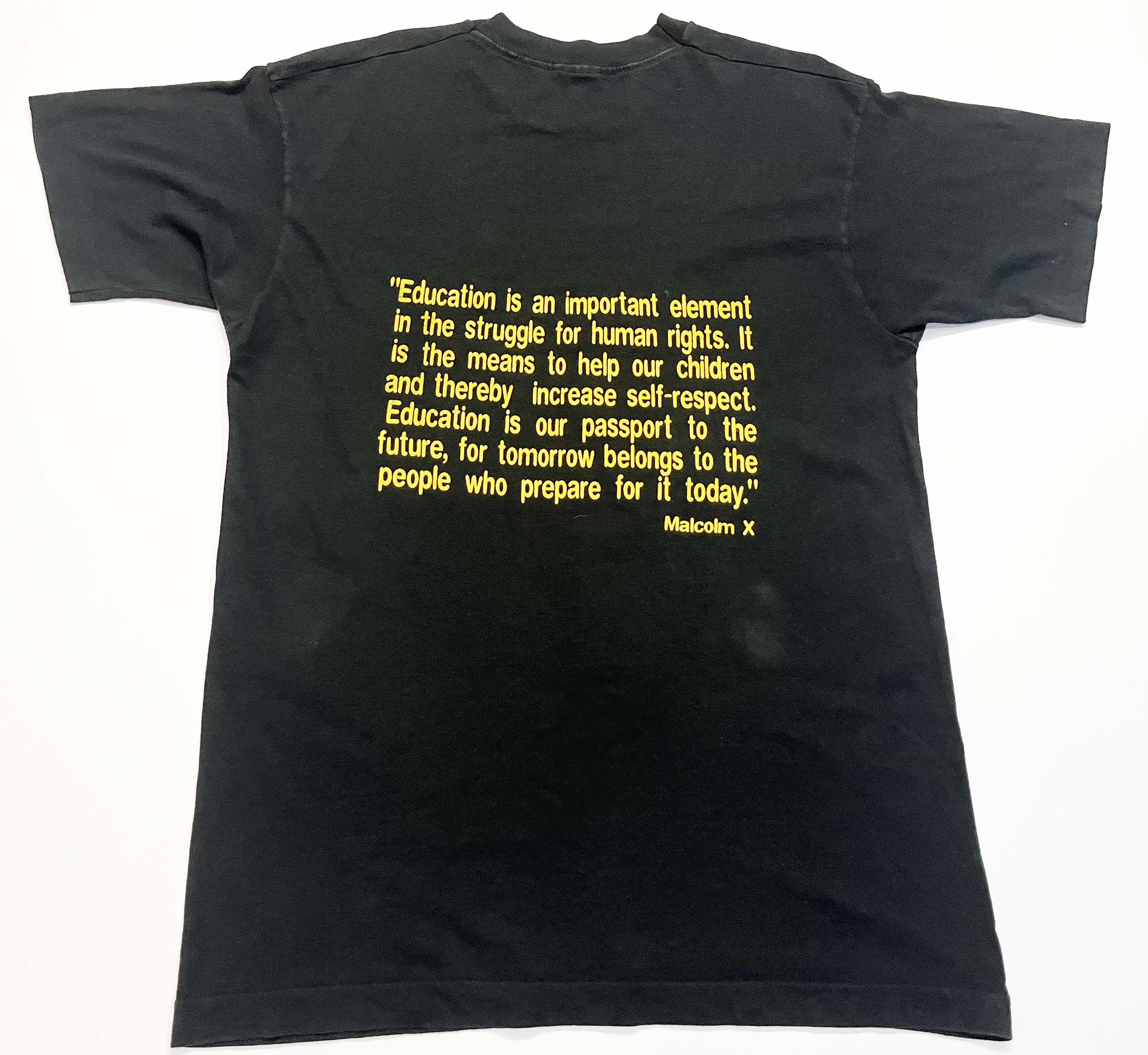 Fruit Of The Loom Vintage FOTL Educated Black Man Malcolm X T-Shirt Size US L / EU 52-54 / 3 - 4 Thumbnail