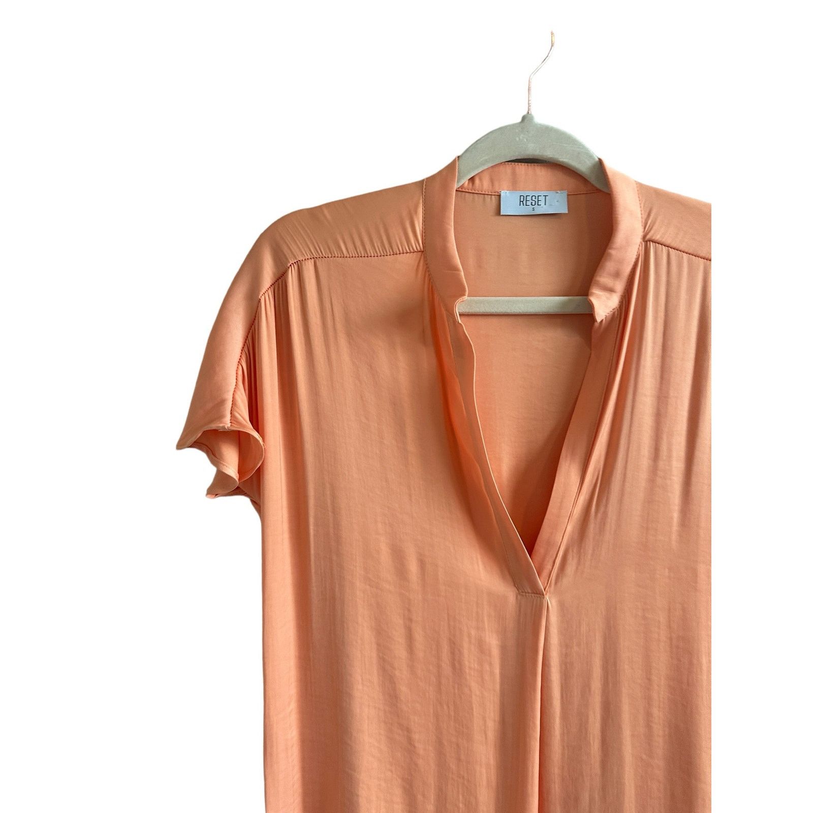 Other RESET Orange Short Sleeve V-Neck Lightweight Slip On Blouse Size S / US 4 / IT 40 - 4 Thumbnail