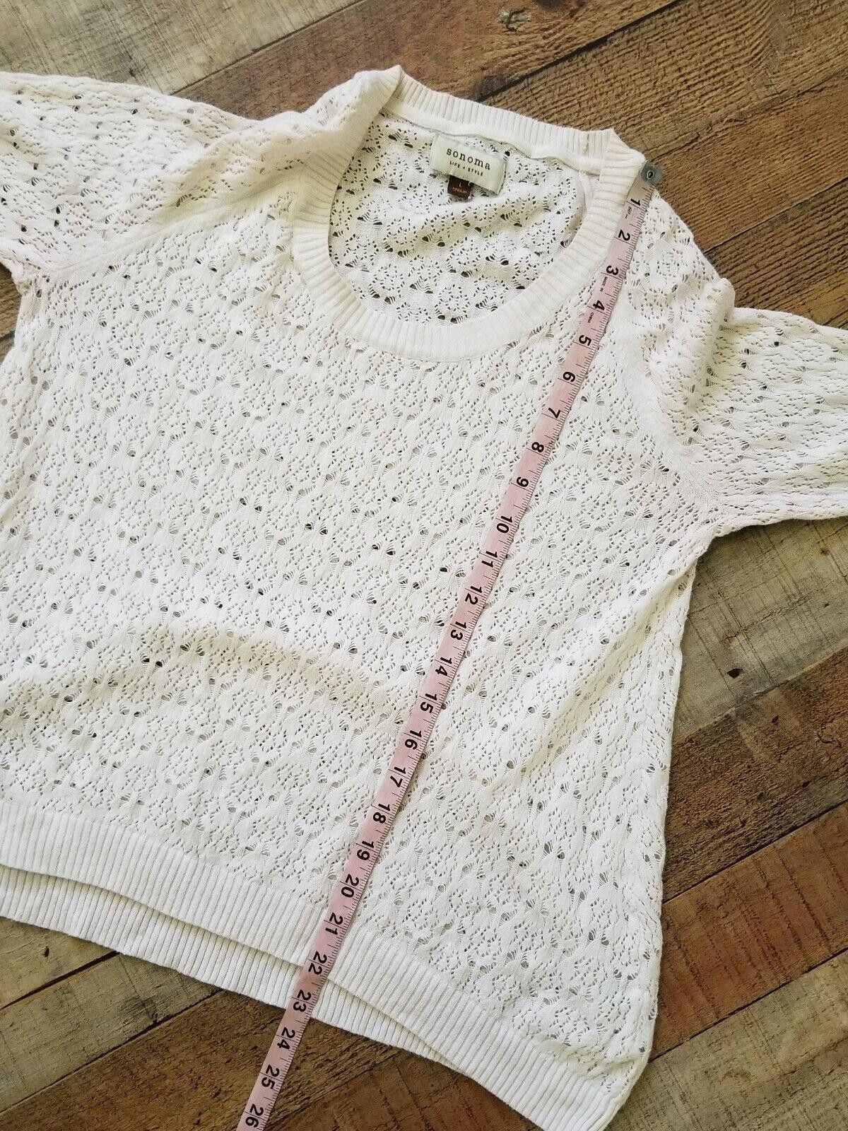 Sonoma Sonoma Sweater Large Crochet Creamy Pink Scoop Neck Long Size L / US 10 / IT 46 - 7 Thumbnail