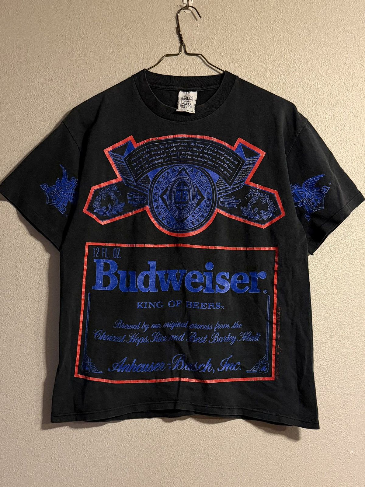 Budweiser Rare vtg 90s Budweiser wild oats AOP shirt single stitch Size US L / EU 52-54 / 3 - 1 Thumbnail