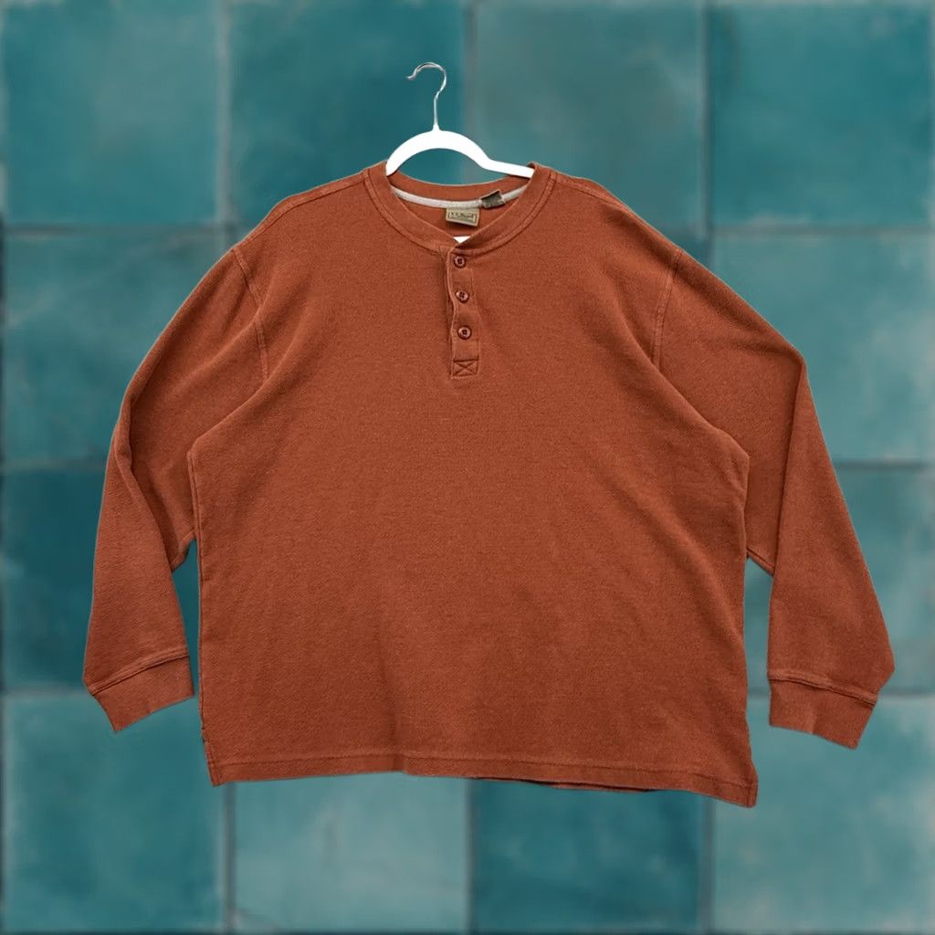 Vintage VINTAGE LL Bean Henley Shirt Mens XL Thermal Waffle Stretch Base Layer Burnt Orange Size US XL / EU 56 / 4 - 1 Thumbnail