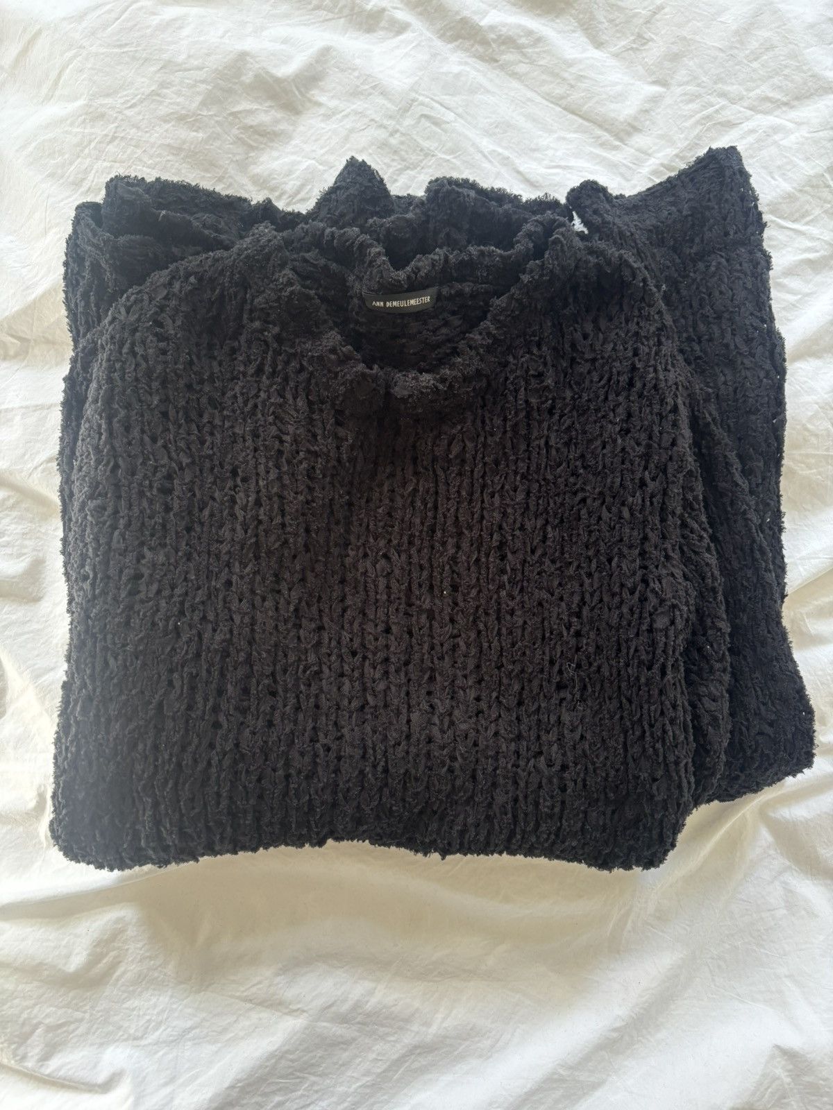 Ann Demeulemeester ANN DEMEULEMEESTER BLACK KNIT SWEATER Size US M / EU 48-50 / 2 - 2 Thumbnail