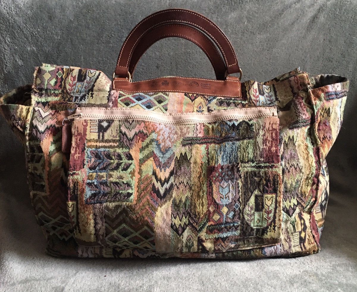 Felisi FELISI Canvas Leather Tapestry Duffel Italy Large Bag Size ONE SIZE - 5 Thumbnail