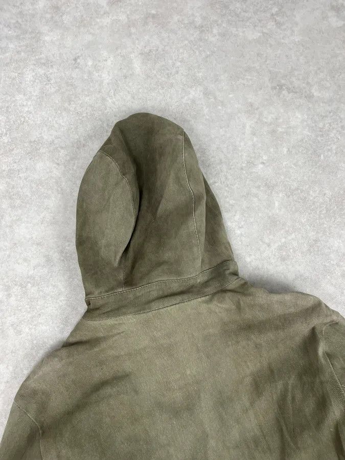 Giorgio Brato Giorgio Brato Olive Avant-Garde Leather Zip Hooded Jacket Size US M / EU 48-50 / 2 - 6 Thumbnail
