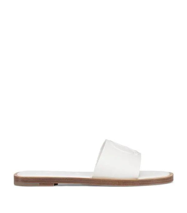 o1bcso1str0825 Cl Mule Leather Flat Sandals in White