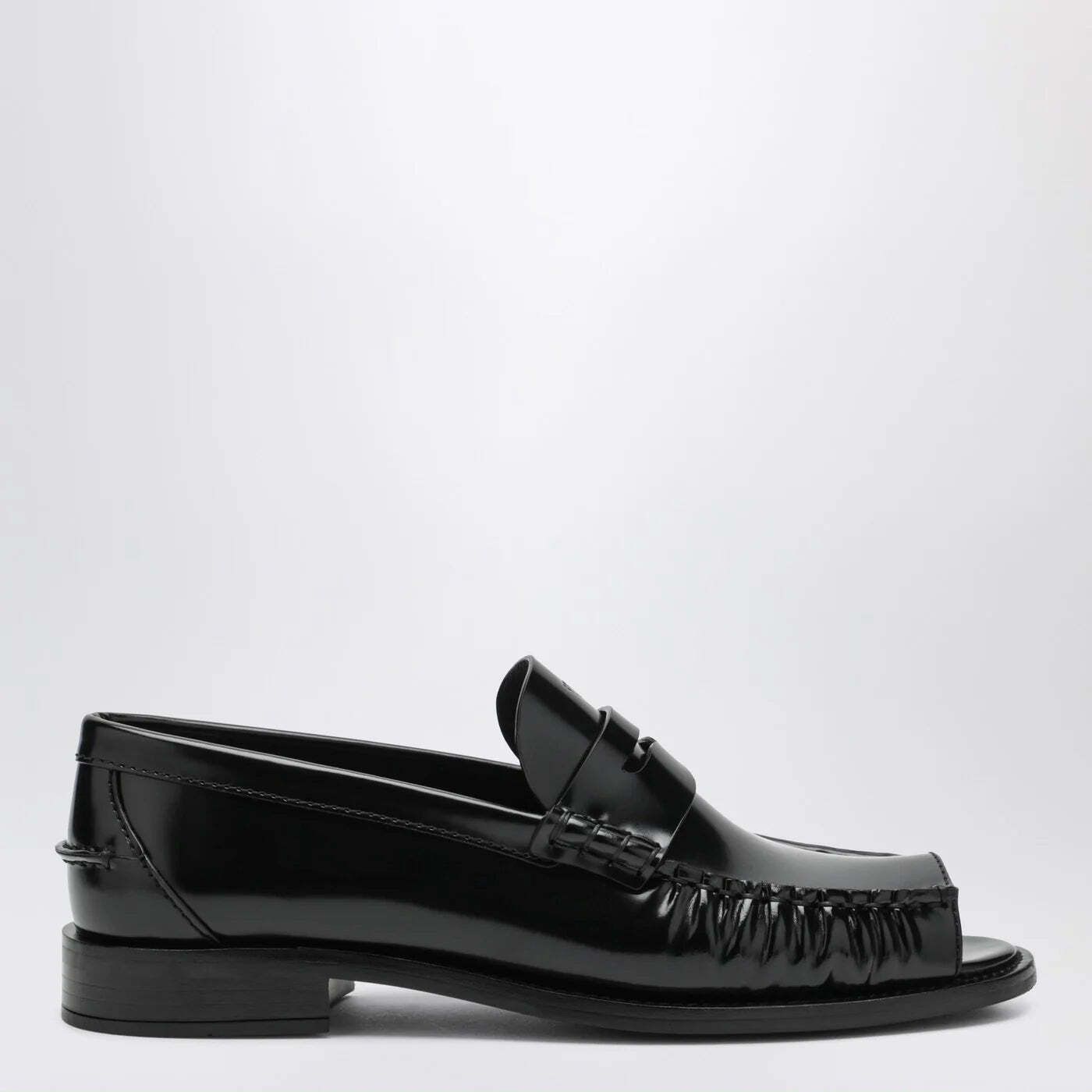 Prada Peep-Toe Loafer (120) in Black, Women's