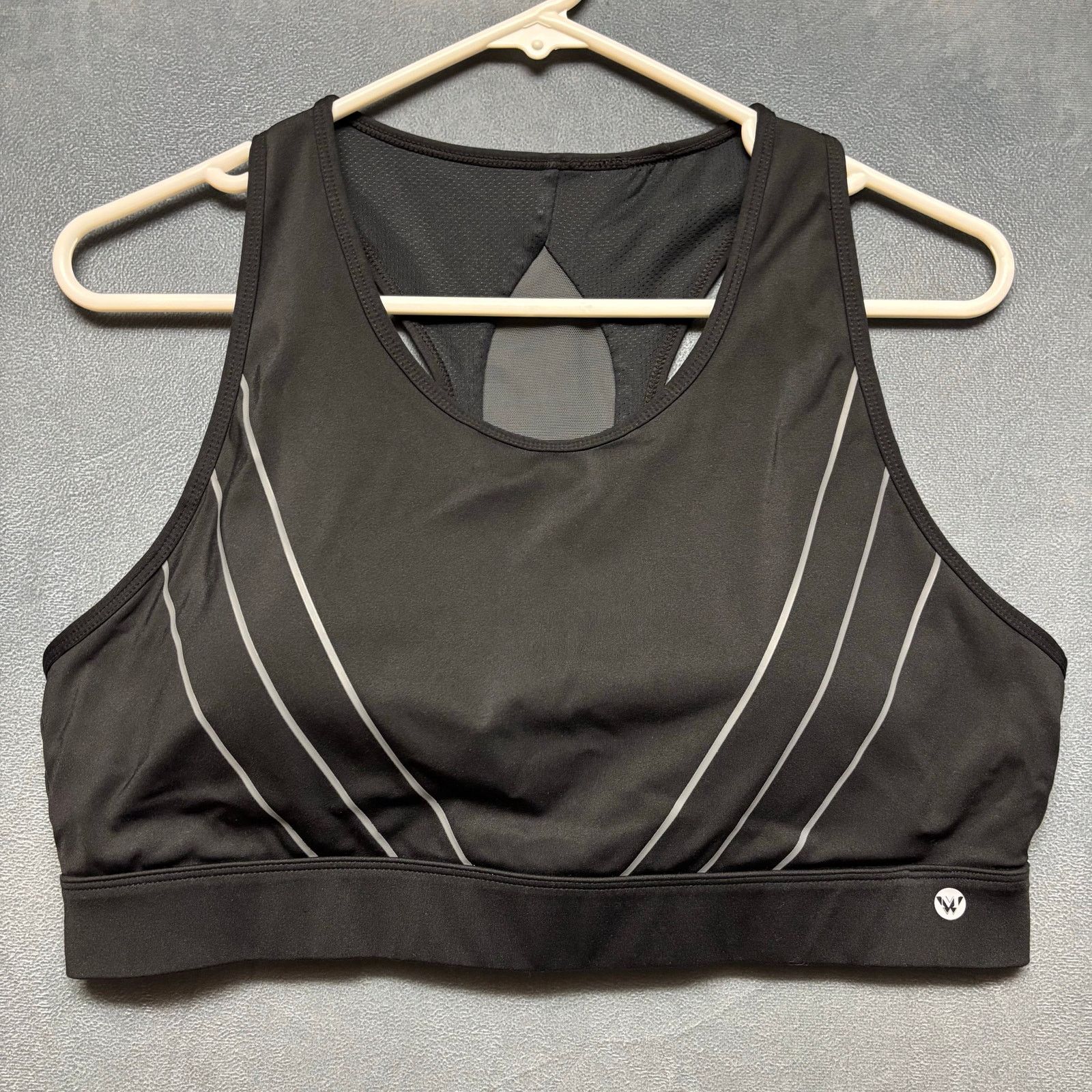 White Mark Sports Bra Padded Adjustable Plus Size 2Xl in Black, Women's